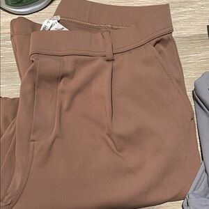 HALARA Flex High Waisted Plicated Side Pocket Straight Leg Work Pants (Bison)